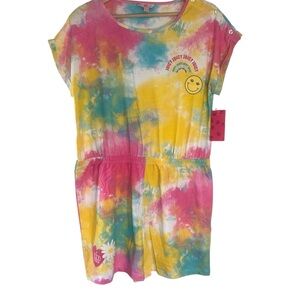 Juicy Couture Multicolor Tie Dye Print Short Sleeve Elastic Waist Romper Sz 2X